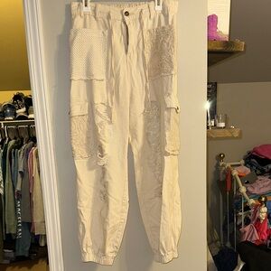 POL size medium cargo joggers with crotchet detail and elastic waistband